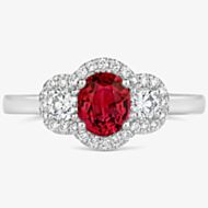 Tivon Platinum Ruby & Diamond Triple Cluster Ring RWP-1674-RB M 1/2