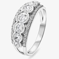 Platinum 1.50ct Diamond Rubover & Pave Three Row Ring 10365/PL/DQ10