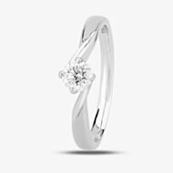 1888 Collection Platinum Brilliant Cut 0.33ct Diamond Solitaire Twist Ring RI-1027