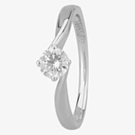 1888 Collection Platinum Brilliant Cut 0.40ct Diamond Solitaire Twist Ring RI-1027