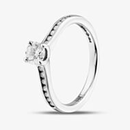 1888 Collection Platinum 0.35ct Certificated Round Cut Diamond Shoulder Set Solitaire Ring RI-138(.33CT PLUS)