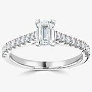 1888 Collection Platinum 0.80ct Certificated Emerald Cut Diamond Shoulder Set Solitaire Ring RI-2209A(6X4)(.60CT PLUS
