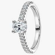 1888 Collection Platinum 0.90ct Certificated Oval Cut Diamond Shoulder Set Solitaire Ring RI-2250(7X5)(.70CT PLUS)