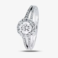 1888 Collection Platinum 1.20ct Certificated Brilliant Cut Diamond Split Shoulders Cluster Ring DSC64(5.5)0.70CT PLUS