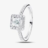 1888 Collection Platinum 0.70ct Certificated Princess Cut Diamond Shoulder Set Halo Ring RC2022(4.0)