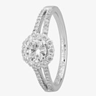 1888 Collection Platinum Brilliant Cut 0.89ct Diamond Split-Shoulders Cluster Ring DSC64