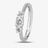 1888 Collection Platinum 0.70ct Certificated Round Cut Diamond Three Stone Ring R3-145(.75CT PLUS)