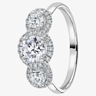 1888 Collection Platinum 1.10ct Certificated Brilliant Cut Diamond Triple Cluster Ring R3-2042(5X5)