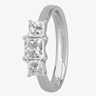 1888 Collection Platinum Princess Cut 1.00ct Diamond Trilogy Ring R3-263