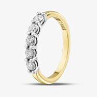 1888 Collection 18ct Yellow Gold Certificated 0.50ct Round Cut Diamond Five Stone Ring HET1001(.50CT PLUS)