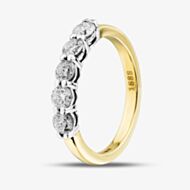 1888 Collection 18ct Yellow Gold Certificated 0.75ct Round Cut Diamond Five Stone Ring HET1001(.75CT PLUS)