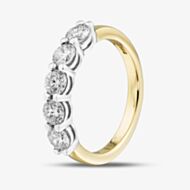 1888 Collection 18ct Yellow Gold Certificated 1.00ct Round Cut Diamond Five Stone Ring HET1001(1.00CT PLUS)