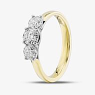 1888 Collection 18ct Yellow Gold Certificated 1.00ct Round Cut Diamond Three Stone Ring R3-145(1.00CT PLUS)