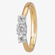 1888 Collection 18ct Yellow Gold Brilliant Cut 0.57ct Diamond Trilogy Ring R3-145