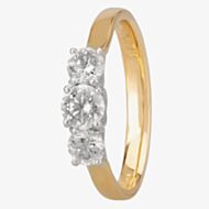 1888 Collection 18ct Yellow Gold Brilliant Cut 0.75ct Diamond Trilogy Ring R3-145