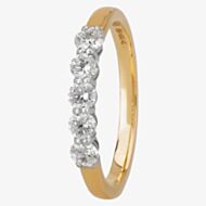 1888 Collection 18ct Yellow Gold Brilliant Cut 0.50ct Five Stone Diamond Ring HET1001