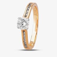 1888 Collection 18ct Rose Gold 0.50ct Certificated Brilliant Cut Diamond Shoulder Set Solitaire Ring RI-138(.50CT PLUS)