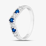 Sterling Silver Blue & White Cubic Zirconia Wishbone Ring S2219