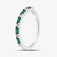 Sterling Silver Green & White Cubic Zirconia Half Eternity Ring S2208