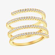 LUXE Silver Gold Plated Cubic Zirconia Spiral Ring 8.84.0799