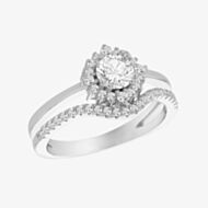 Silver Cubic Zirconia Double Split Shoulder Ring 8.84.1191