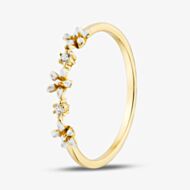 Yellow Gold Plated Sterling Silver Cubic Zirconia Flower Ring 042-60036/GP