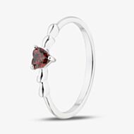 Fashionista Silver Sterling Silver Heart Shaped Red Cubic Zirconia Ring 042-60407/SP RED