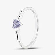 Fashionista Silver Sterling Silver Heart Shaped Lilac Cubic Zirconia Ring 042-60407/SP LILAC