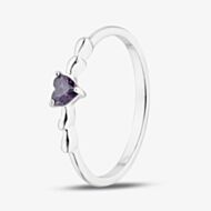 Fashionista Silver Sterling Silver Heart Shaped Purple Cubic Zirconia Ring 042-60407/SP PURP