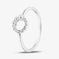 Fashionista Silver Sterling Siver Cubic Zirconia & Simulated Pearl Open Circle Ring 042-59867/SP