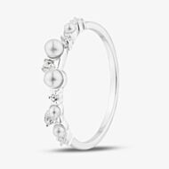 Fashionista Silver Sterling Silver Cubic Zirconia & Simulated Pearl Ring 042-59588/SP