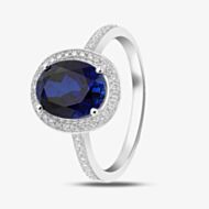 9ct White Gold Blue and White Crystal-Set Cluster Ring 5.84.9299