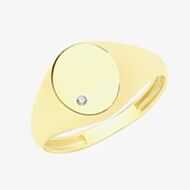 Gold Impression 9ct Yellow Gold Cubic Zirconia Oval Signet Ring RN954