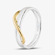 Fashionista Gold Yellow Gold Plated Sterling Silver Double Band Wave Ring 012-27511