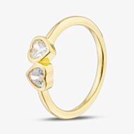 Fashionista Gold Yellow Gold Plated Sterling Silver Double Heart Ring AR9461Z/G