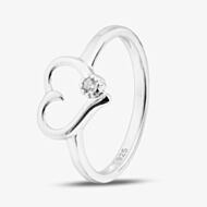 Fashionista Silver Sterling Silver Cubic Zirconia Open Heart Ring 05S2AZR588304
