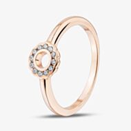 Fashionista Gold Rose Gold Tone Plated Sterling Silver Cubic Zirconia Open Circle Ring 05S2AZR649307