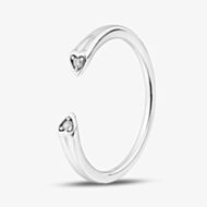 Fashionista Silver Sterling Silver Cubic Zirconia Heart Open Ring 05S2AVR518609