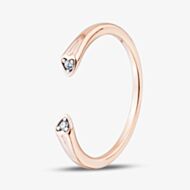 Fashionista Gold Rose Gold Tone Plated Sterling Silver Cubic Zirconia Heart Open Ring 05S2AVR518610