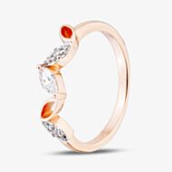 Fashionista Gold Rose Gold Tone Plated Sterling Silver Cubic Zirconia Leaf Ring 05S2AZR451407