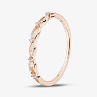 Fashionista Gold Rose Gold Tone Plated Sterling Silver Cubic Zirconia Wave Infinity Band Ring 05S2AVR519106