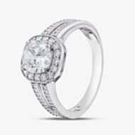 Silver Brilliant Cut Cubic Zirconia Shoulder Set Halo Ring R6852