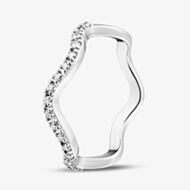 Fashionista Silver Sterling Silver Cubic Zirconia Half Eternity Wave Ring MR-1091