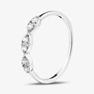 Fashionista Silver Sterling Silver Cubic Zirconia Triple Cluster Ring MR-1081