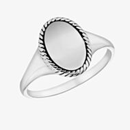 Silver Oval Twist Edge Signet Ring 8.81.0489