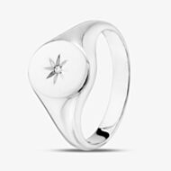 Sterling Silver Cubic Zirconia Oval Signet Ring S2050