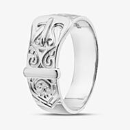 Sterling Silver Patterned Buckle Ring S2009