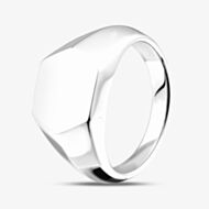 Silver Sparkle Rhodium Plated Sterling Silver Hexagonal Signet Ring 8.81.0290