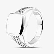 Silver Sparkle Rhodium Plated Sterling Silver Square Braided Signet Ring 8.81.0300