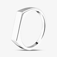 Silver Sparkle Rhodium Plated Sterling Silver Slim Signet Ring 8.81.0579